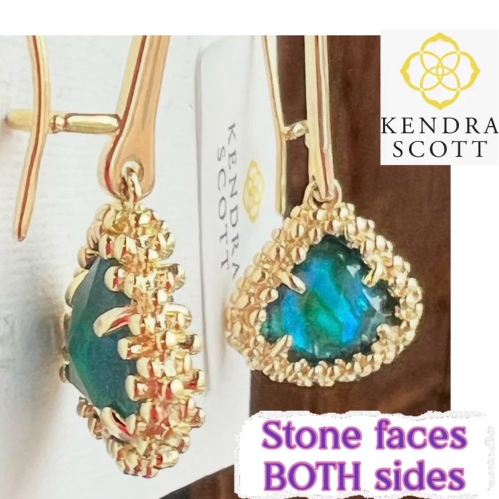Kendra Scott, Abalone, Gold Drop Earrings, Caribbean blue stones, NEW with tags!